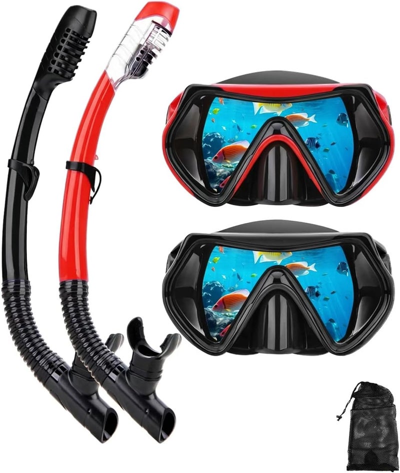 DIPUKI Snorkeling Gear for Adults, Dry Snorkel Mask Set, Scuba Diving Snorkle mask Set Adult, Panoramic Wide View Anti-Fog Dive mask, Swimming Diving Snorkeling Packages - Image 1